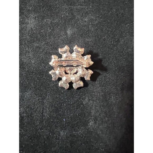 Pink and Iridescent Crystals Rose Gold Plated Pin Brooch 1" - Picture 2 of 3